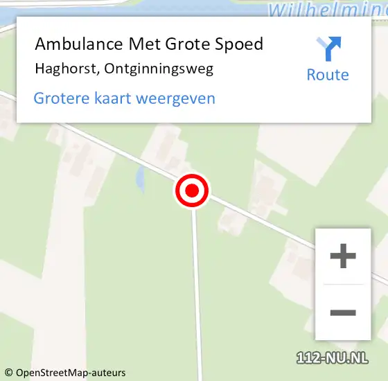 Locatie op kaart van de 112 melding: Ambulance Met Grote Spoed Naar Haghorst, Ontginningsweg op 7 september 2019 03:48
