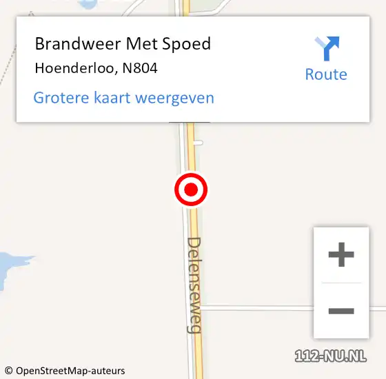 Locatie op kaart van de 112 melding: Brandweer Met Spoed Naar Hoenderloo, N804 op 7 september 2019 04:12