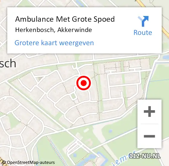 Locatie op kaart van de 112 melding: Ambulance Met Grote Spoed Naar Herkenbosch, Akkerwinde op 7 september 2019 04:33