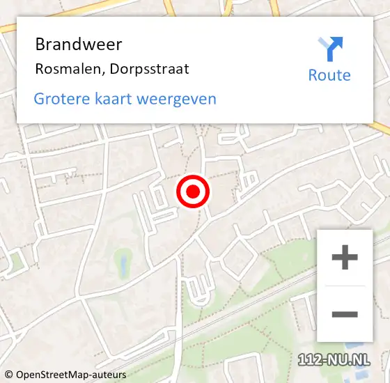 Locatie op kaart van de 112 melding: Brandweer Rosmalen, Dorpsstraat op 13 april 2014 00:22