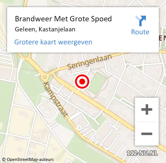 Locatie op kaart van de 112 melding: Brandweer Met Grote Spoed Naar Geleen, Kastanjelaan op 7 september 2019 04:56