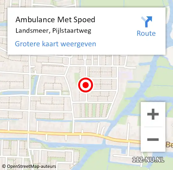 Locatie op kaart van de 112 melding: Ambulance Met Spoed Naar Landsmeer, Pijlstaartweg op 7 september 2019 05:06