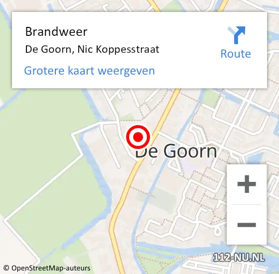 Locatie op kaart van de 112 melding: Brandweer De Goorn, Nic Koppesstraat op 13 april 2014 00:24