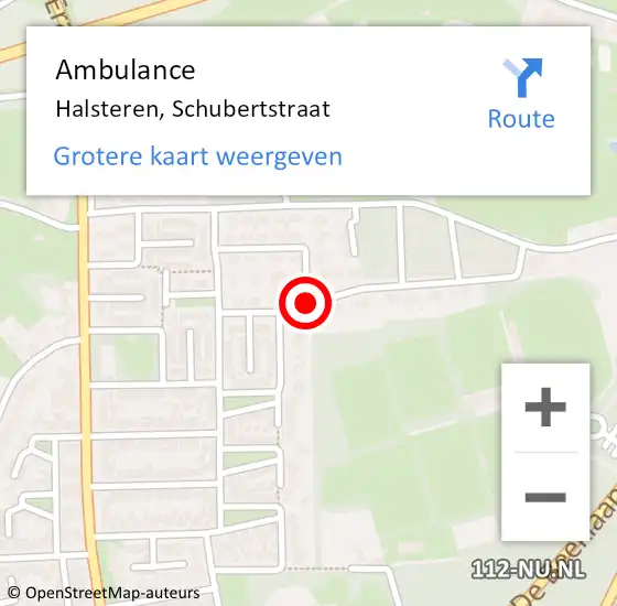 Locatie op kaart van de 112 melding: Ambulance Halsteren, Schubertstraat op 7 september 2019 08:05