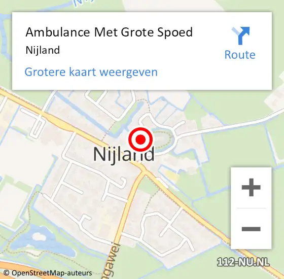 Locatie op kaart van de 112 melding: Ambulance Met Grote Spoed Naar Nijland op 7 september 2019 08:32