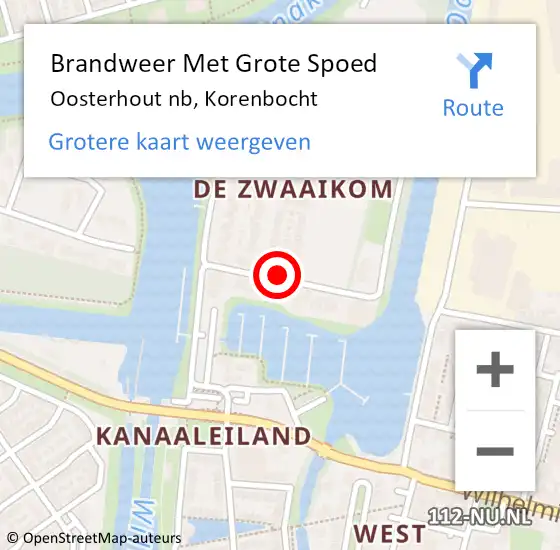 Locatie op kaart van de 112 melding: Brandweer Met Grote Spoed Naar Oosterhout nb, Korenbocht op 7 september 2019 09:24