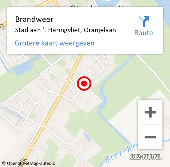 Locatie op kaart van de 112 melding: Brandweer Stad aan 't Haringvliet, Oranjelaan op 7 september 2019 09:39