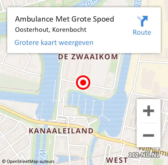 Locatie op kaart van de 112 melding: Ambulance Met Grote Spoed Naar Oosterhout, Korenbocht op 7 september 2019 09:57