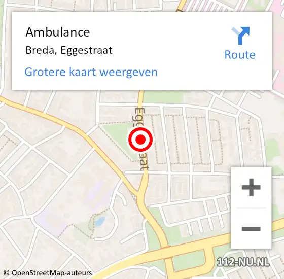 Locatie op kaart van de 112 melding: Ambulance Breda, Eggestraat op 7 september 2019 10:05