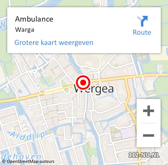 Locatie op kaart van de 112 melding: Ambulance Warga op 7 september 2019 10:12