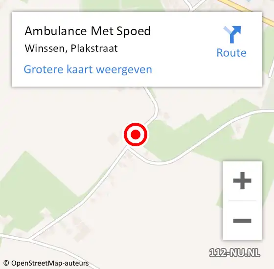 Locatie op kaart van de 112 melding: Ambulance Met Spoed Naar Winssen, Plakstraat op 7 september 2019 10:27