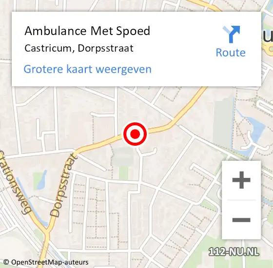 Locatie op kaart van de 112 melding: Ambulance Met Spoed Naar Castricum, Dorpsstraat op 7 september 2019 10:58