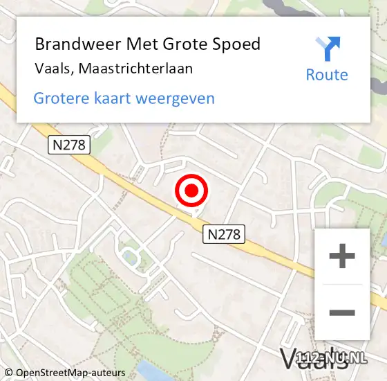 Locatie op kaart van de 112 melding: Brandweer Met Grote Spoed Naar Vaals, Maastrichterlaan op 7 september 2019 11:14