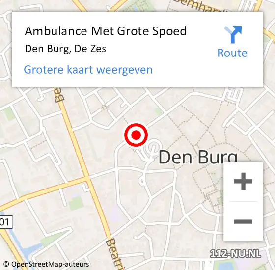 Locatie op kaart van de 112 melding: Ambulance Met Grote Spoed Naar Den Burg, De Zes op 7 september 2019 11:18