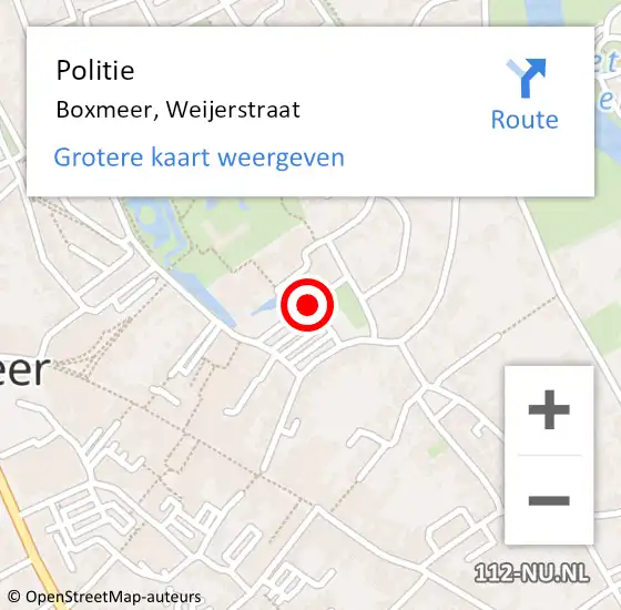 Locatie op kaart van de 112 melding: Politie Boxmeer, Weijerstraat op 7 september 2019 11:23