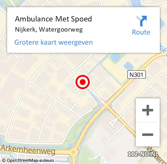 Locatie op kaart van de 112 melding: Ambulance Met Spoed Naar Nijkerk, Watergoorweg op 7 september 2019 11:59
