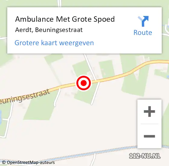 Locatie op kaart van de 112 melding: Ambulance Met Grote Spoed Naar Aerdt, Beuningsestraat op 7 september 2019 12:00