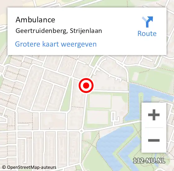 Locatie op kaart van de 112 melding: Ambulance Geertruidenberg, Strijenlaan op 7 september 2019 12:28