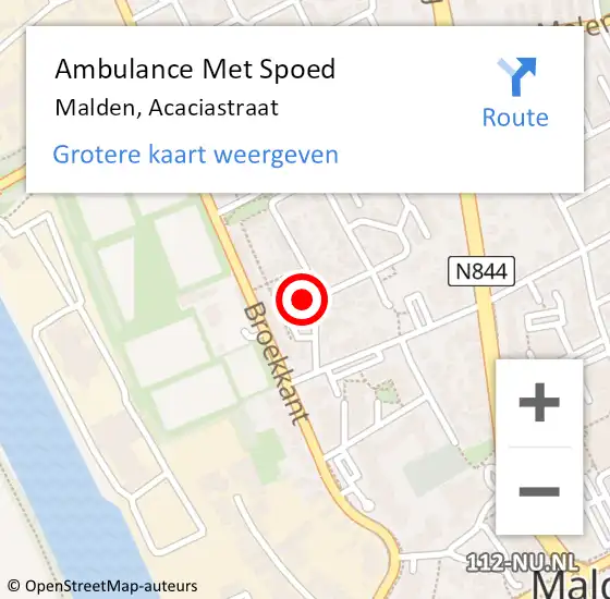 Locatie op kaart van de 112 melding: Ambulance Met Spoed Naar Malden, Acaciastraat op 13 april 2014 01:07