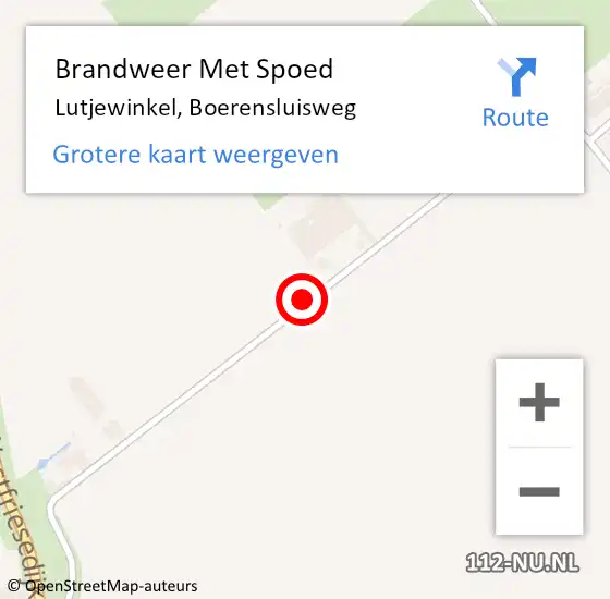 Locatie op kaart van de 112 melding: Brandweer Met Spoed Naar Lutjewinkel, Boerensluisweg op 7 september 2019 13:05
