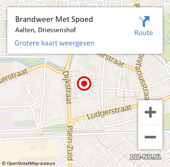 Locatie op kaart van de 112 melding: Brandweer Met Spoed Naar Aalten, Driessenshof op 7 september 2019 13:58