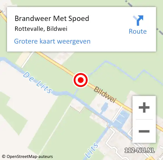 Locatie op kaart van de 112 melding: Brandweer Met Spoed Naar Rottevalle, Bildwei op 7 september 2019 15:26
