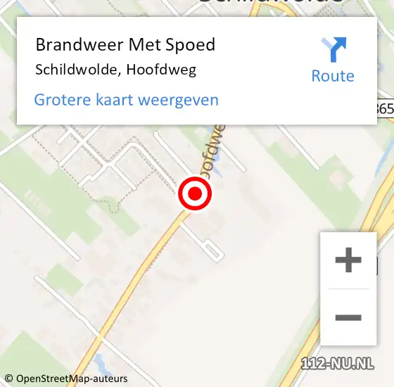 Locatie op kaart van de 112 melding: Brandweer Met Spoed Naar Schildwolde, Hoofdweg op 7 september 2019 15:45