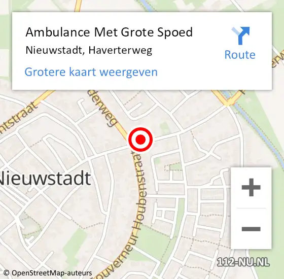 Locatie op kaart van de 112 melding: Ambulance Met Grote Spoed Naar Nieuwstadt, Haverterweg op 13 april 2014 01:50