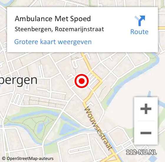 Locatie op kaart van de 112 melding: Ambulance Met Spoed Naar Steenbergen, Rozemarijnstraat op 7 september 2019 17:50