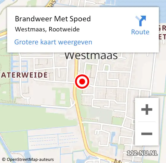 Locatie op kaart van de 112 melding: Brandweer Met Spoed Naar Westmaas, Rootweide op 7 september 2019 18:44