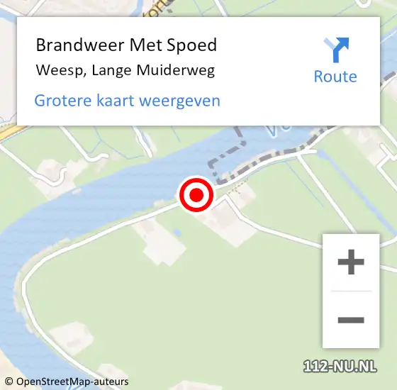 Locatie op kaart van de 112 melding: Brandweer Met Spoed Naar Weesp, Lange Muiderweg op 7 september 2019 21:07