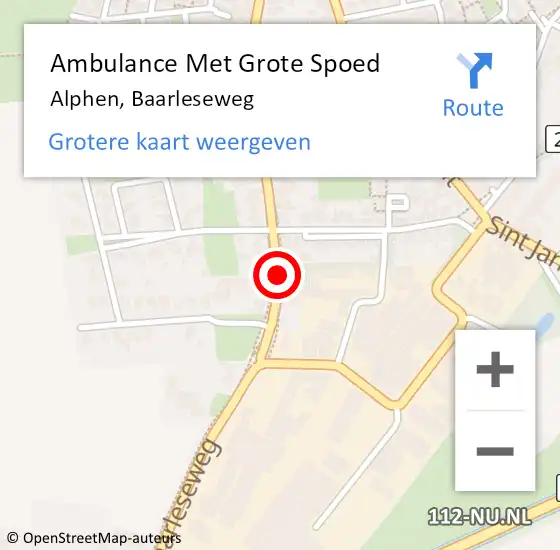 Locatie op kaart van de 112 melding: Ambulance Met Grote Spoed Naar Alphen, Baarleseweg op 7 september 2019 22:06