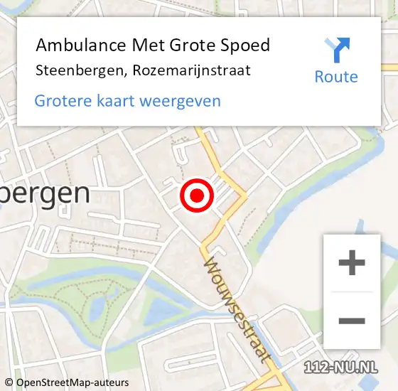 Locatie op kaart van de 112 melding: Ambulance Met Grote Spoed Naar Steenbergen, Rozemarijnstraat op 7 september 2019 23:02