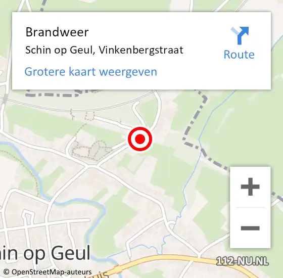 Locatie op kaart van de 112 melding: Brandweer Schin op Geul, Vinkenbergstraat op 28 september 2013 15:06