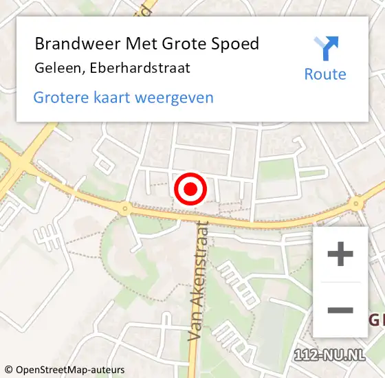 Locatie op kaart van de 112 melding: Brandweer Met Grote Spoed Naar Geleen, Eberhardstraat op 8 september 2019 01:29
