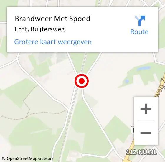 Locatie op kaart van de 112 melding: Brandweer Met Spoed Naar Echt, Ruijtersweg op 8 september 2019 02:24