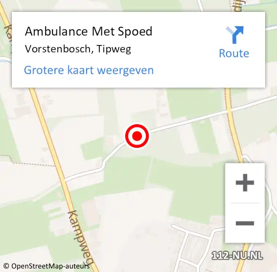 Locatie op kaart van de 112 melding: Ambulance Met Spoed Naar Vorstenbosch, Tipweg op 8 september 2019 02:30