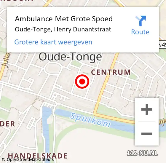 Locatie op kaart van de 112 melding: Ambulance Met Grote Spoed Naar Oude-Tonge, Henry Dunantstraat op 8 september 2019 02:35