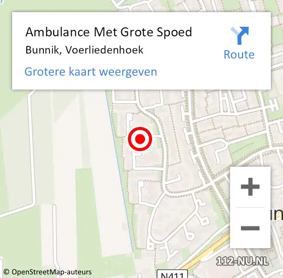 Locatie op kaart van de 112 melding: Ambulance Met Grote Spoed Naar Bunnik, Voerliedenhoek op 13 april 2014 03:16