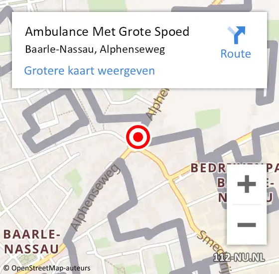 Locatie op kaart van de 112 melding: Ambulance Met Grote Spoed Naar Baarle-Nassau, Alphenseweg op 8 september 2019 05:33