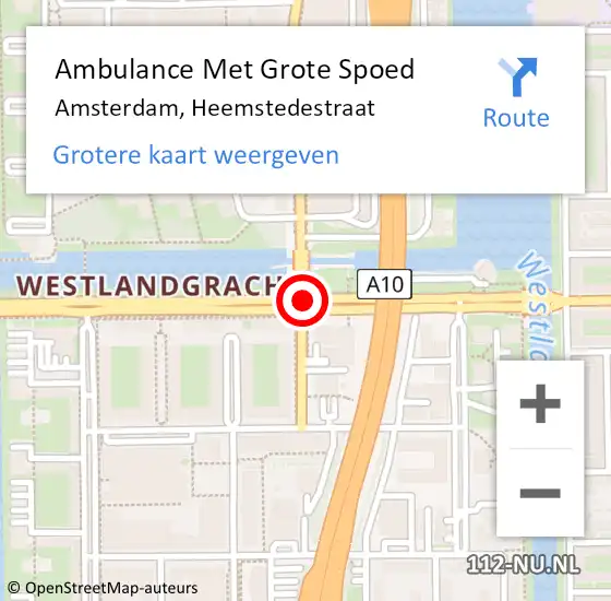 Locatie op kaart van de 112 melding: Ambulance Met Grote Spoed Naar Amsterdam, Heemstedestraat op 8 september 2019 07:48