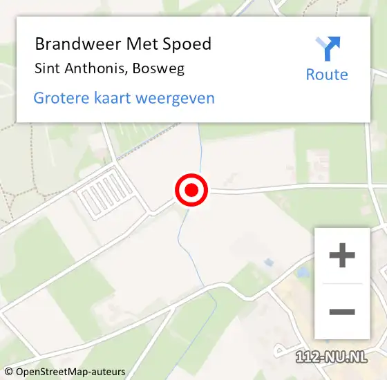 Locatie op kaart van de 112 melding: Brandweer Met Spoed Naar Sint Anthonis, Bosweg op 8 september 2019 09:00