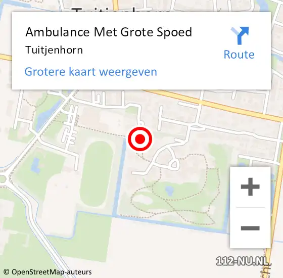 Locatie op kaart van de 112 melding: Ambulance Met Grote Spoed Naar Tuitjenhorn op 8 september 2019 09:01