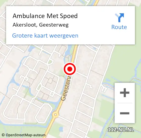 Locatie op kaart van de 112 melding: Ambulance Met Spoed Naar Akersloot, Geesterweg op 8 september 2019 09:11