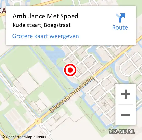 Locatie op kaart van de 112 melding: Ambulance Met Spoed Naar Kudelstaart, Boegstraat op 8 september 2019 09:19