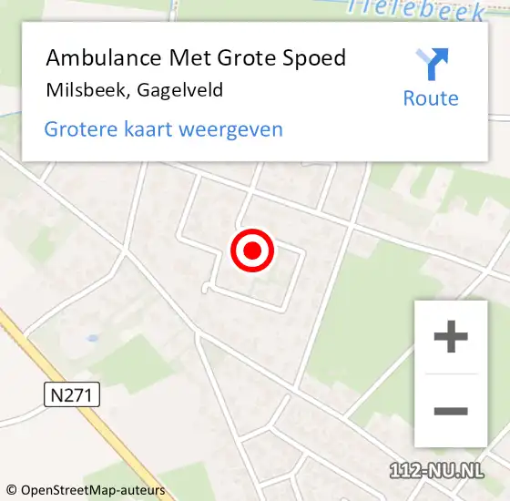 Locatie op kaart van de 112 melding: Ambulance Met Grote Spoed Naar Milsbeek, Gagelveld op 8 september 2019 09:28