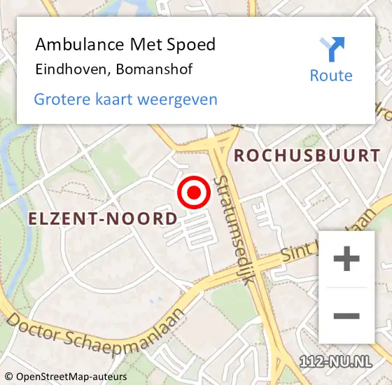 Locatie op kaart van de 112 melding: Ambulance Met Spoed Naar Eindhoven, Bomanshof op 8 september 2019 10:38