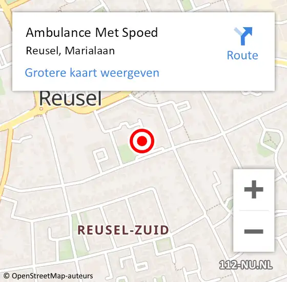 Locatie op kaart van de 112 melding: Ambulance Met Spoed Naar Reusel, Marialaan op 8 september 2019 11:08