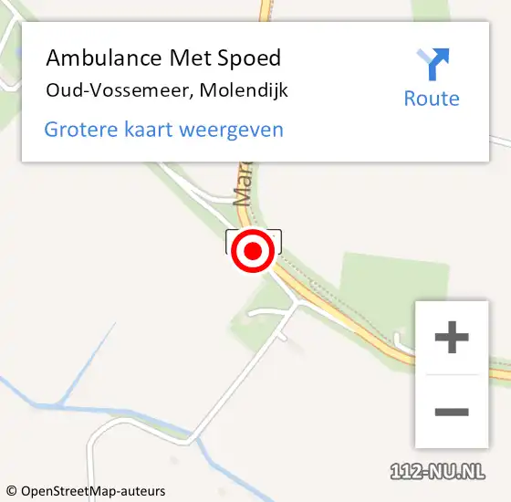 Locatie op kaart van de 112 melding: Ambulance Met Spoed Naar Oud-Vossemeer, Molendijk op 8 september 2019 11:12