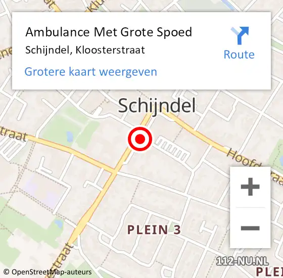 Locatie op kaart van de 112 melding: Ambulance Met Grote Spoed Naar Schijndel, Kloosterstraat op 8 september 2019 11:20